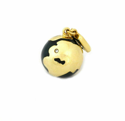 Louis Vuitton Enamel 18k Yellow Gold Globe Charm Pendant