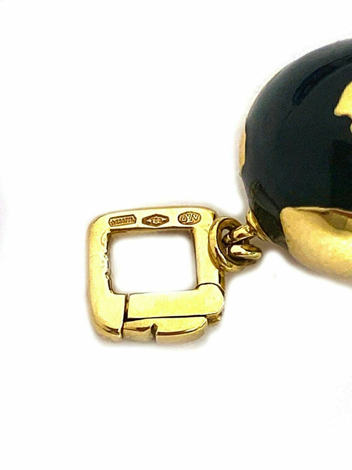 Louis Vuitton Enamel 18k Yellow Gold Globe Charm Pendant