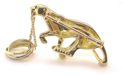 Cartier Panther Trinity 18k Tri-Color Gold Dangle Charm Pin Brooch