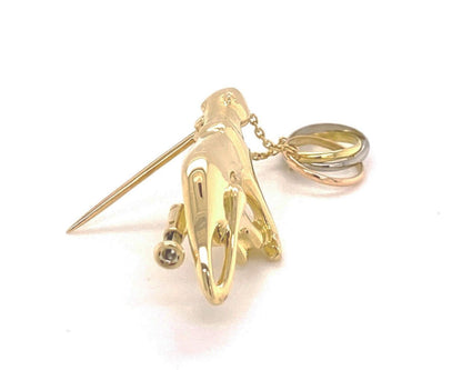 Cartier Panther Trinity 18k Tri-Color Gold Dangle Charm Pin Brooch