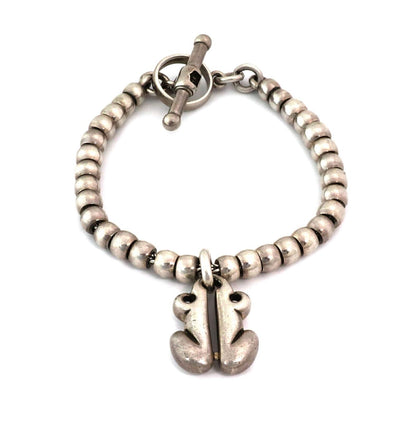 Kieselstein-Cord Sterling Silver Frog Charm Bead Toggle Bracelet