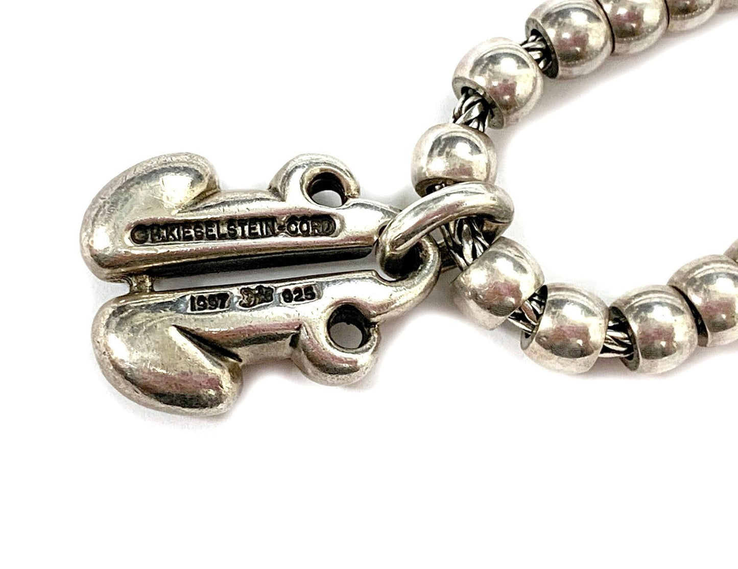 Kieselstein-Cord Sterling Silver Frog Charm Bead Toggle Bracelet