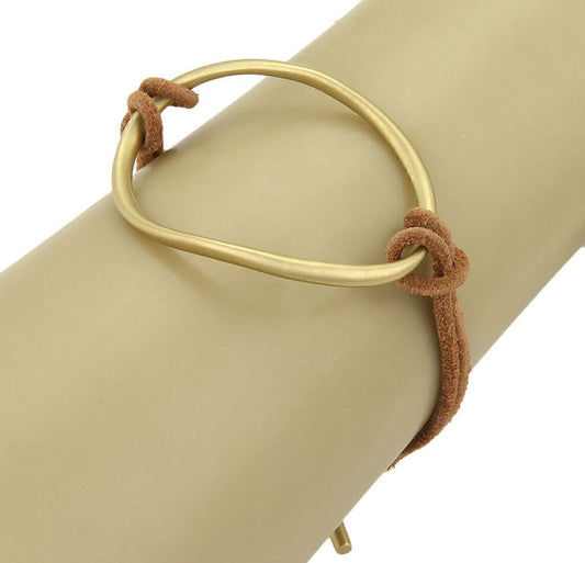 Slane & Slane Fenestra 18k Gold Open Ring Suede Cord Toggle Bracelet