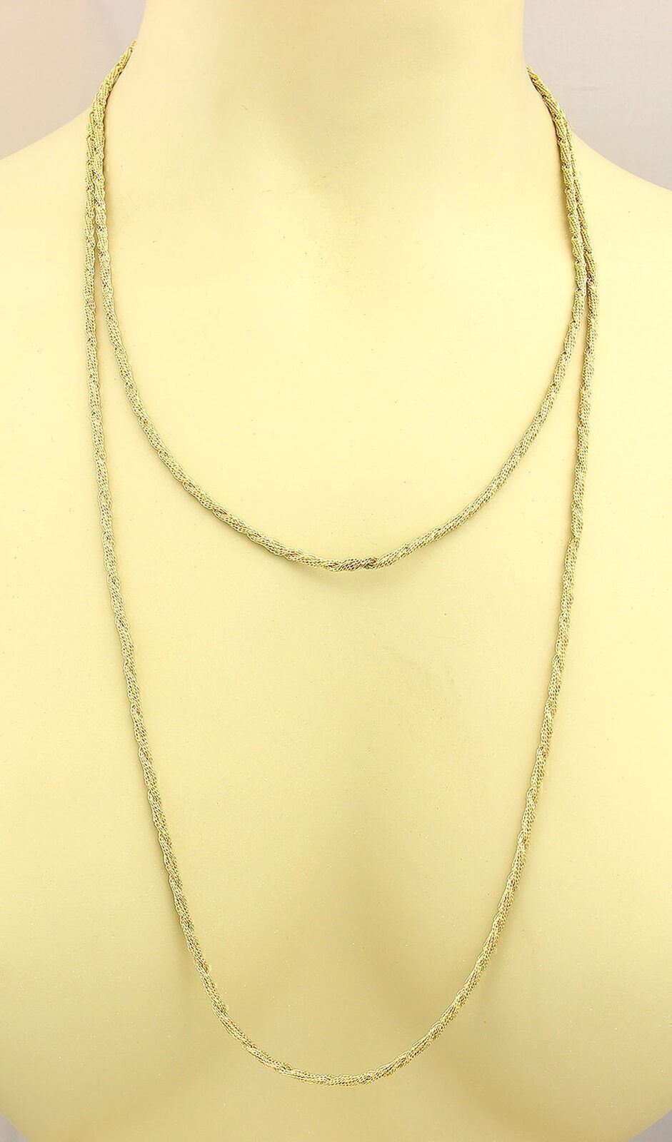 Twisted Mesh Design 18k Yellow Gold Necklace 52" Long - 28.8gr.