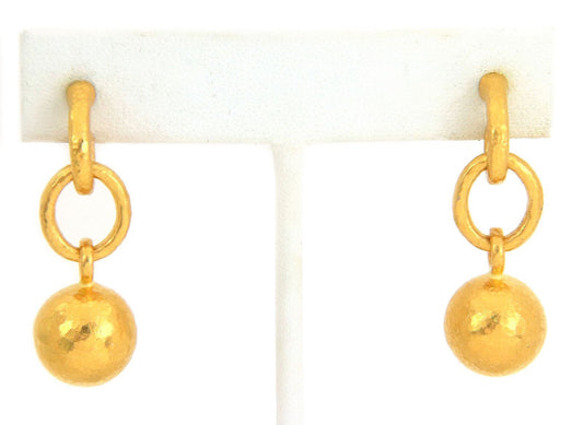 Gurhan 24k Gold Hammered Ball Drop Dangle Earrings