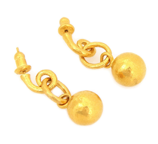 Gurhan 24k Gold Hammered Ball Drop Dangle Earrings