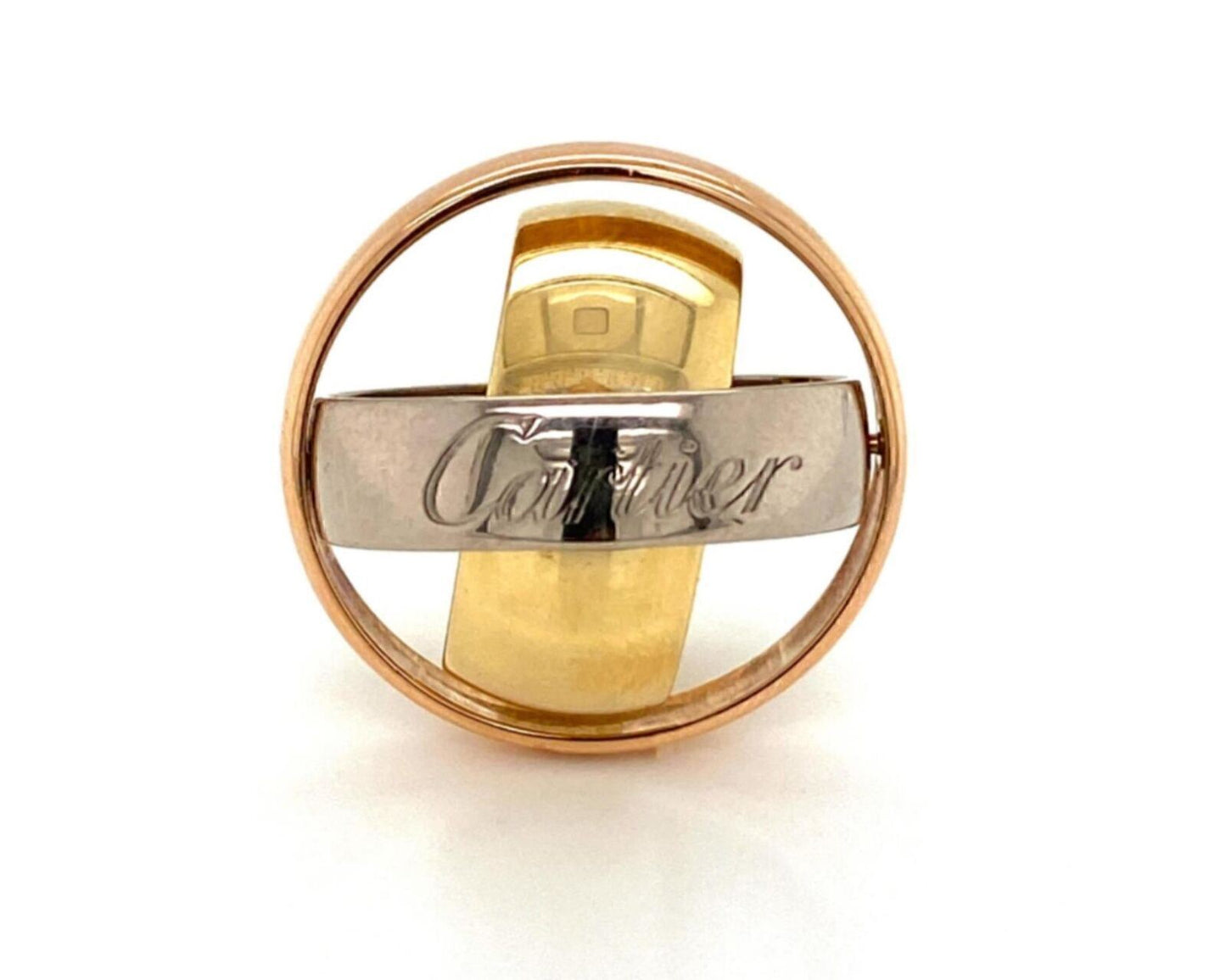 Cartier Signature 18k Tri Color Gold Triple Band Ring - Size 6.5