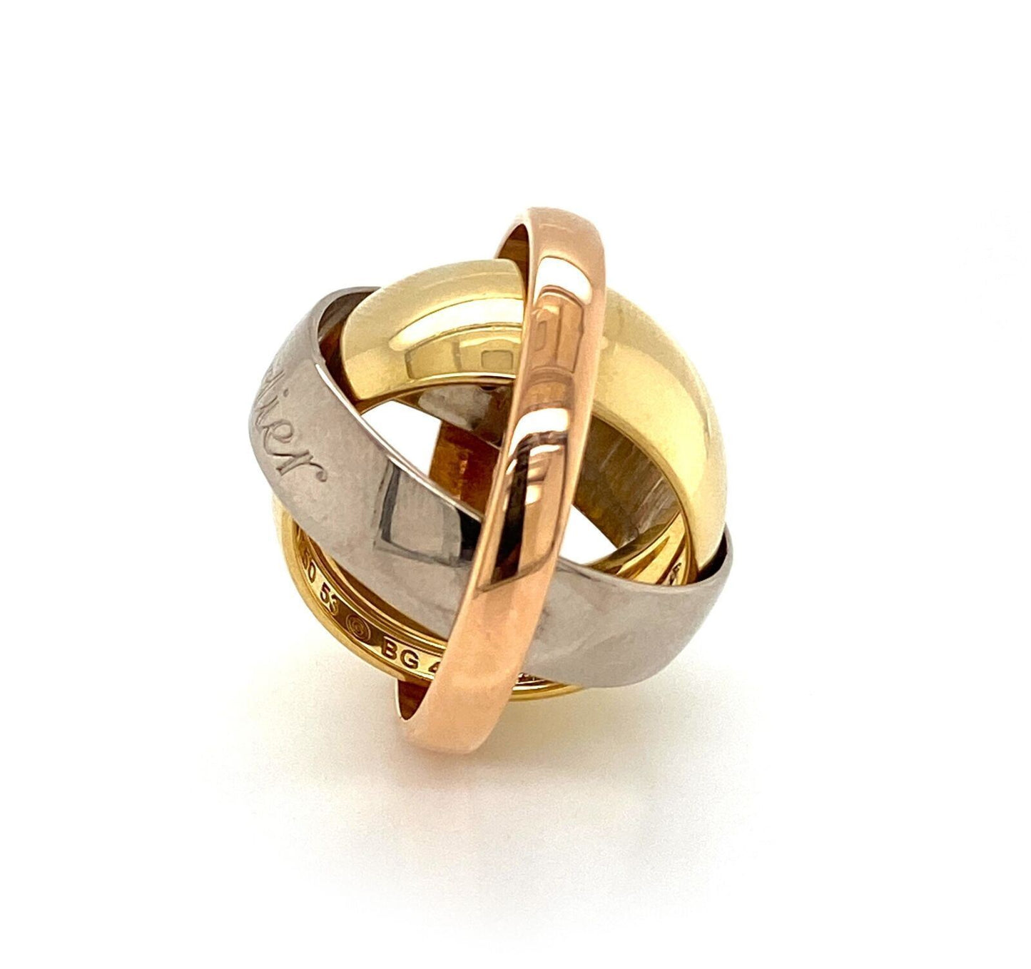 Cartier Signature 18k Tri Color Gold Triple Band Ring - Size 6.5