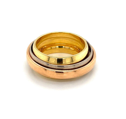 Cartier Signature 18k Tri Color Gold Triple Band Ring - Size 6.5