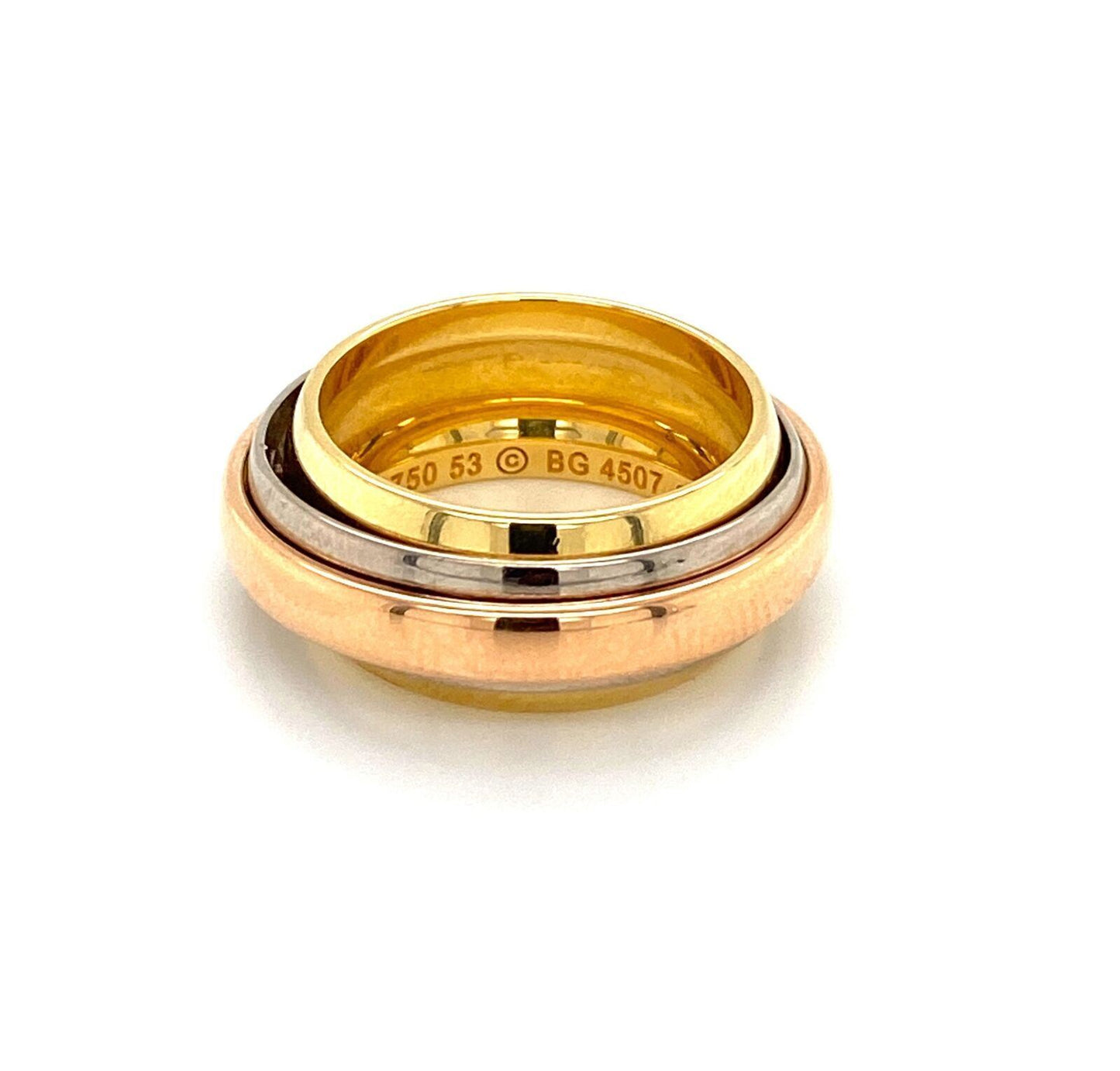 Cartier Signature 18k Tri Color Gold Triple Band Ring - Size 6.5