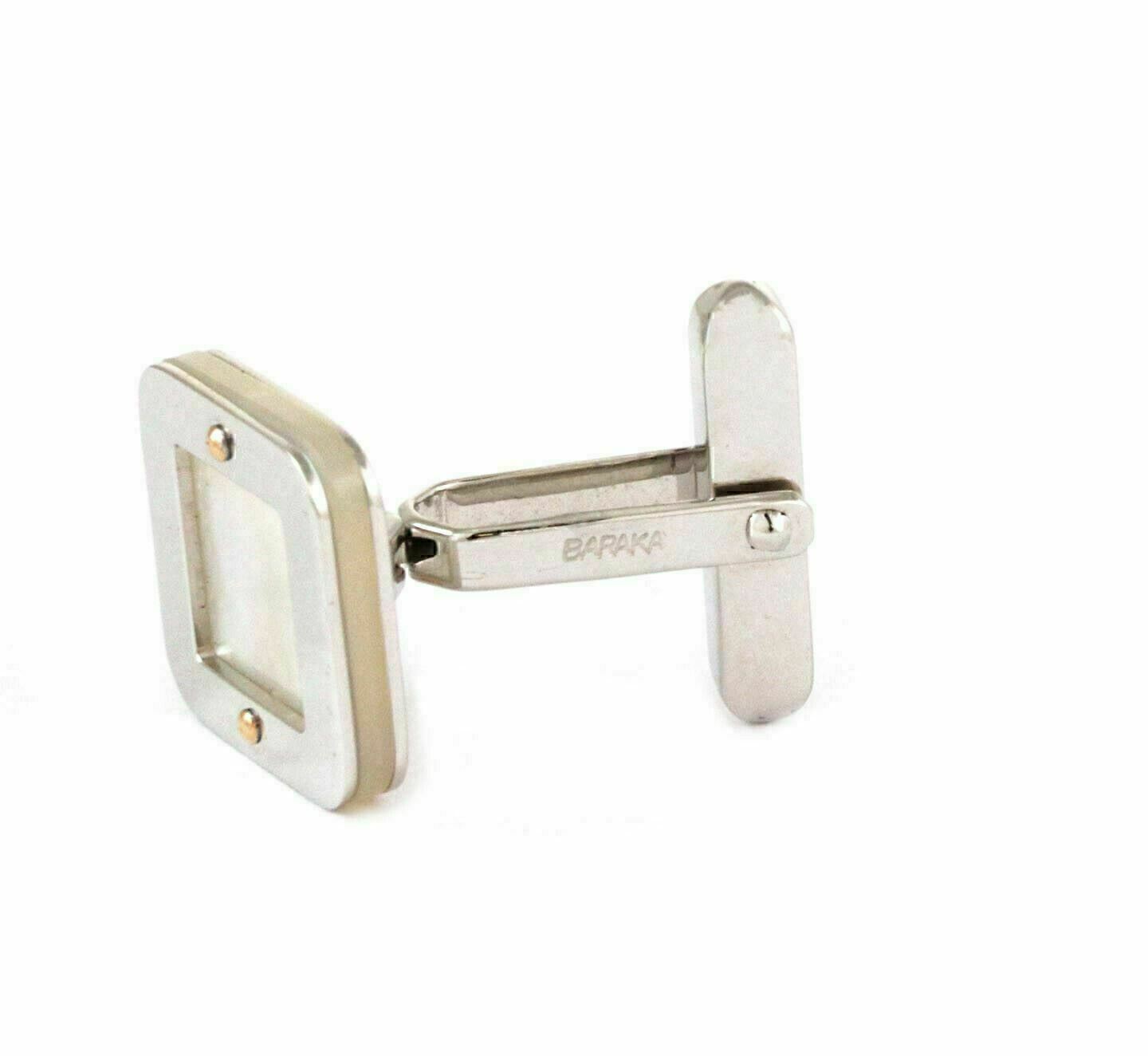 Baraka Mother of Pearl 18k Two Tone Gold Square Top Stud Cufflinks