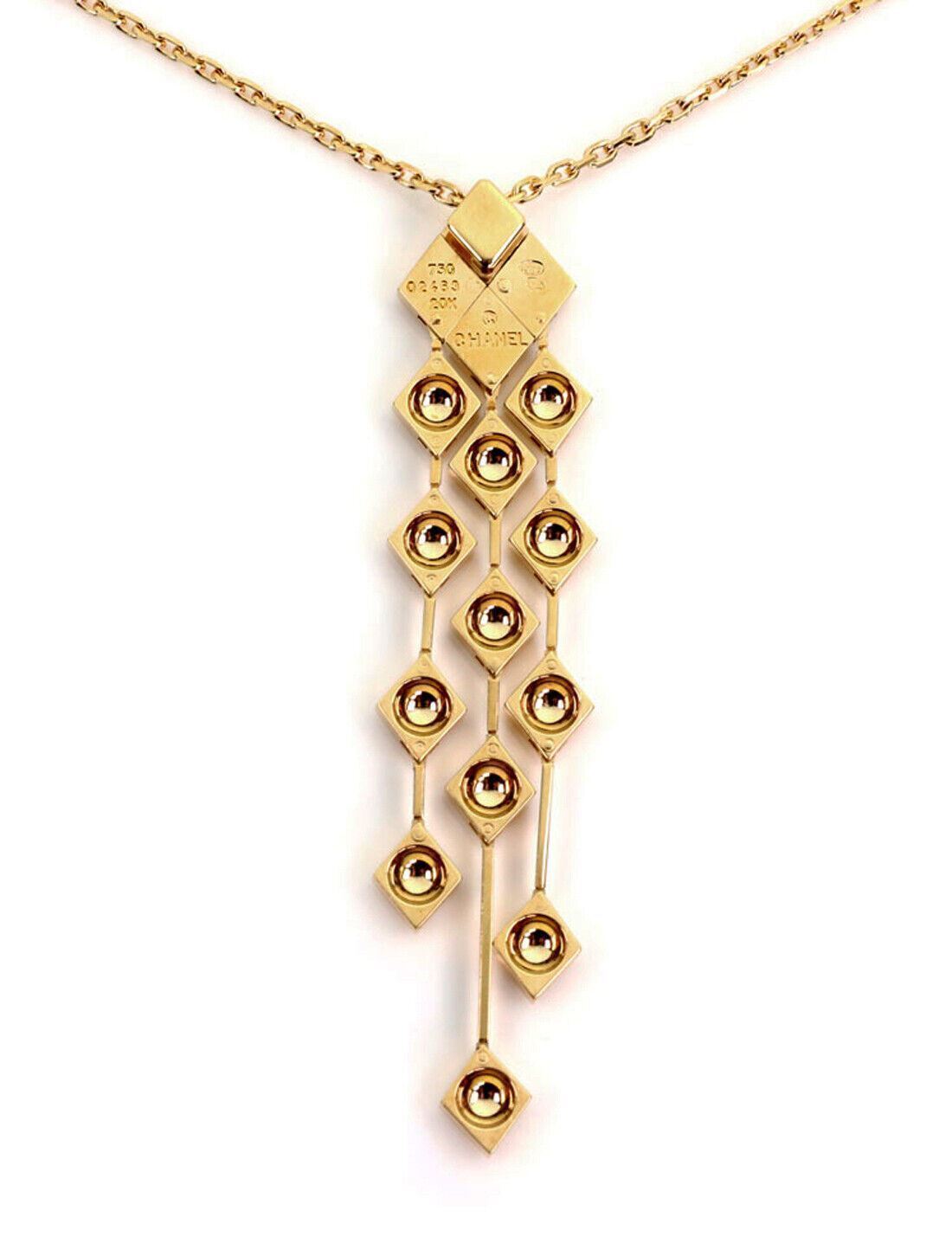 Chanel Matelasse 18k Yellow Gold Dangle Pendant Necklace