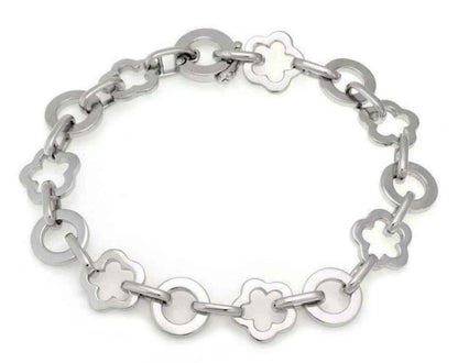 Chanel Camellia 18k White Gold Floral Circle Charm Link Bracelet