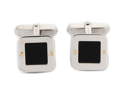 Baraka 18k White Gold Onyx Square Cufflinks