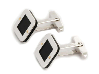 Baraka 18k White Gold Onyx Square Cufflinks