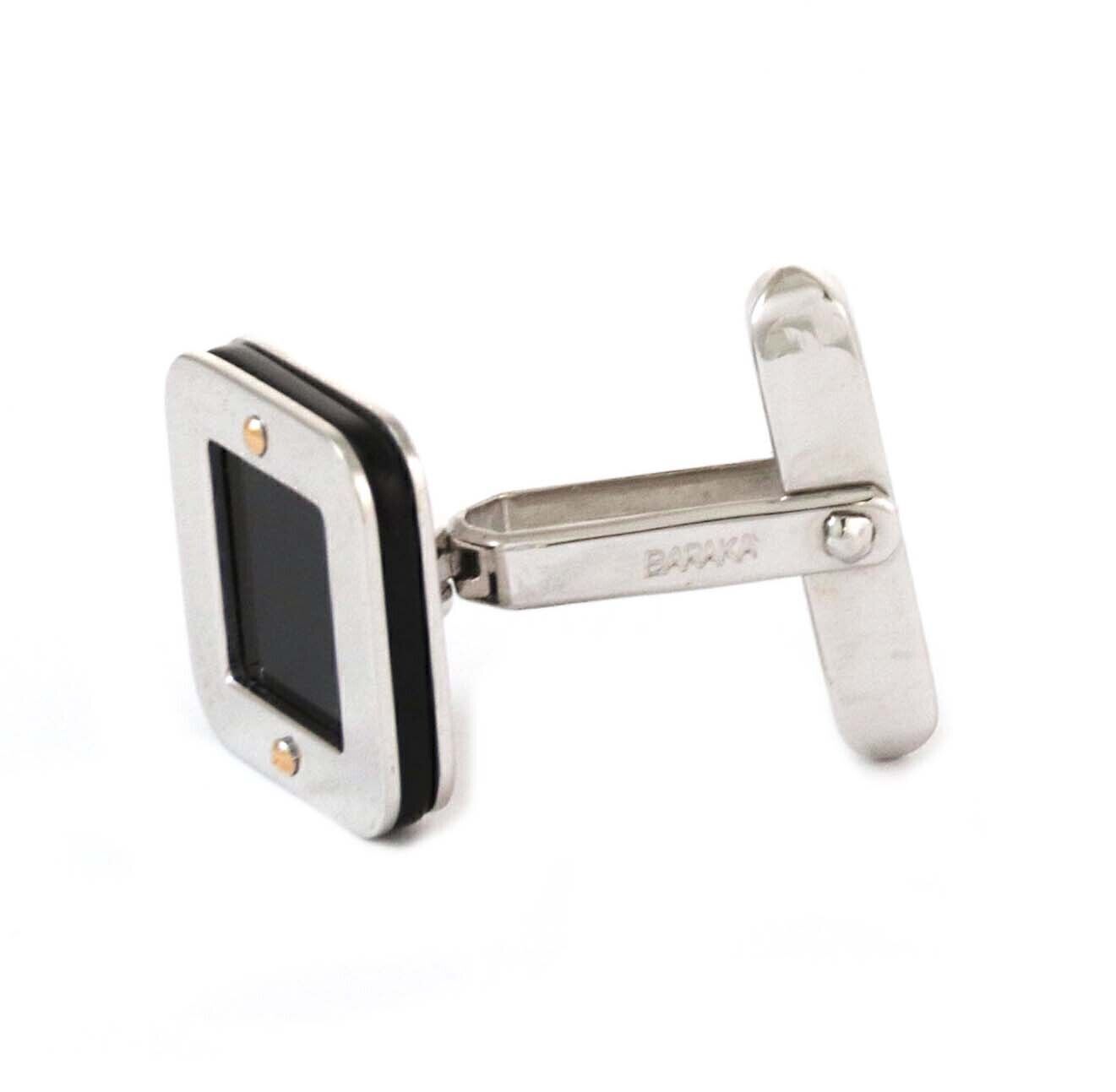 Baraka 18k White Gold Onyx Square Cufflinks