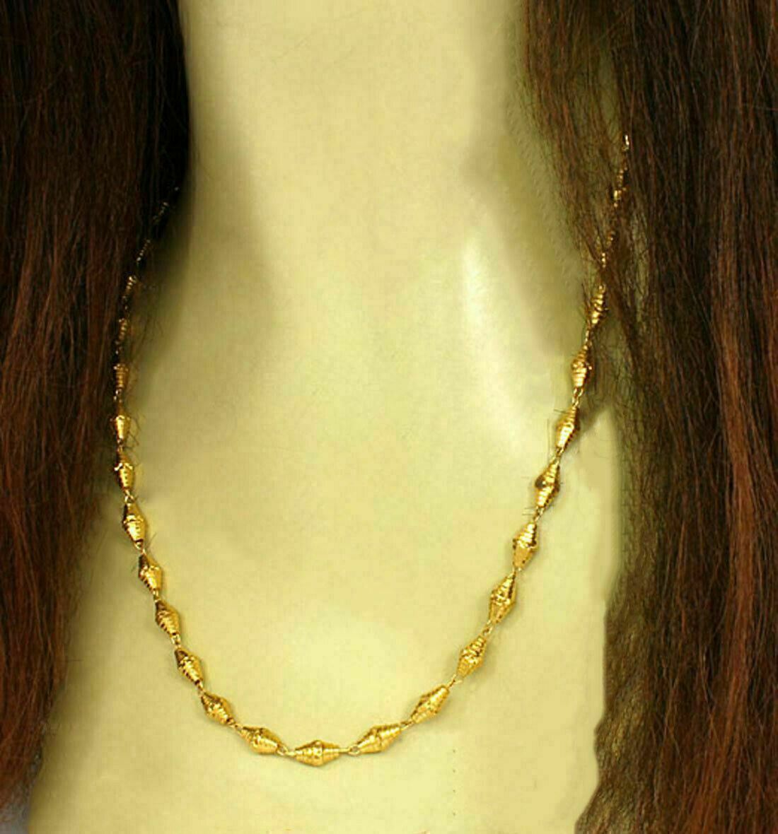 Fancy Tube 22k Gold Link Chain Necklace