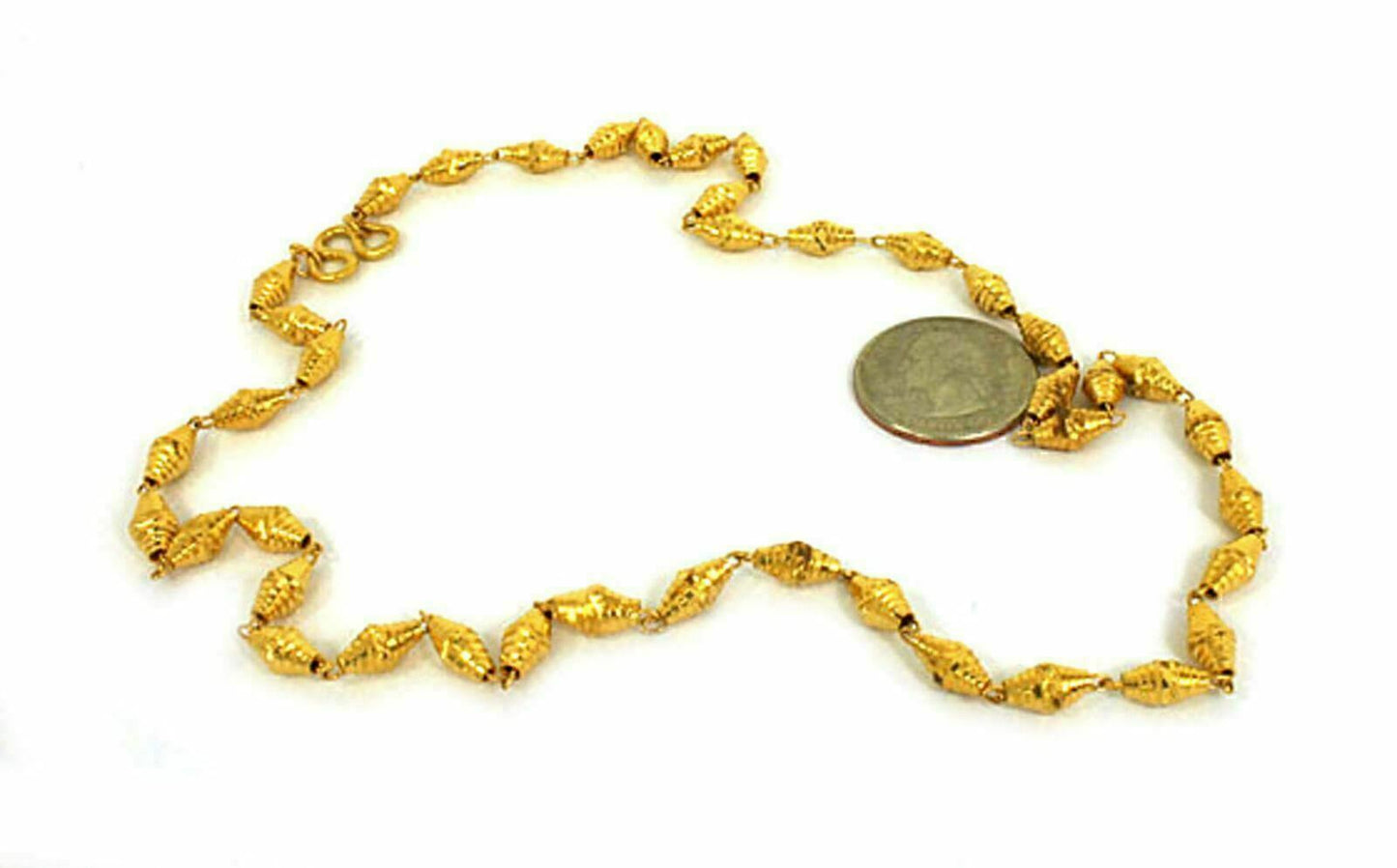 Fancy Tube 22k Gold Link Chain Necklace