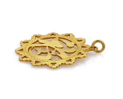 24k Gold Chinese Good Fortune Round Pendant