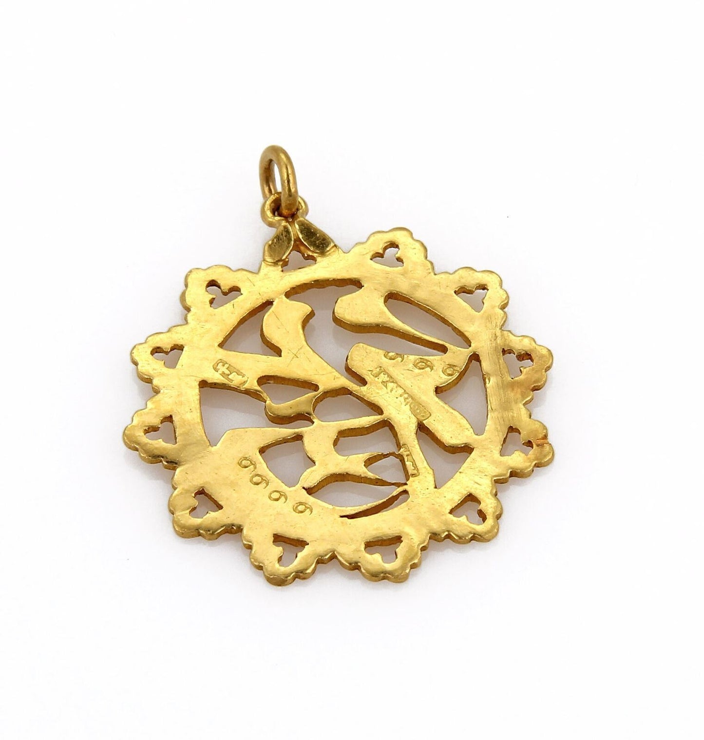 24k Gold Chinese Good Fortune Round Pendant