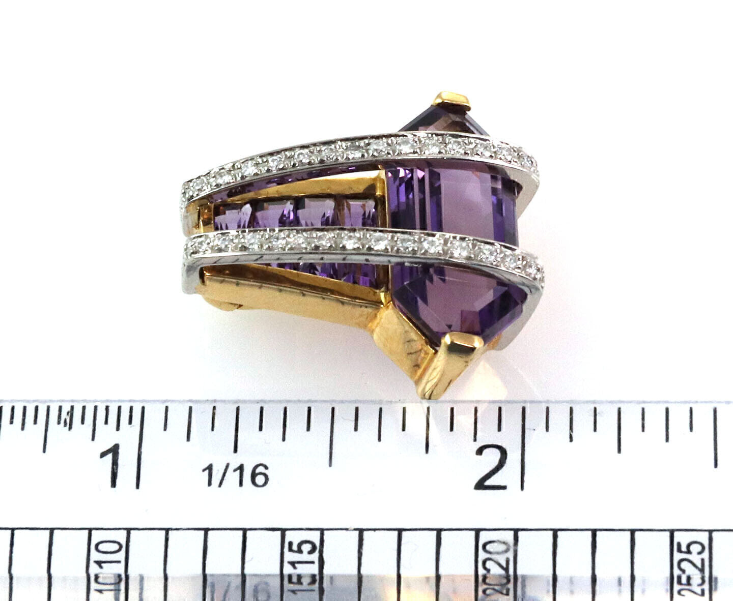 Amethyst & Diamond 18k Yellow Gold Platinum Fancy Pendant Necklace