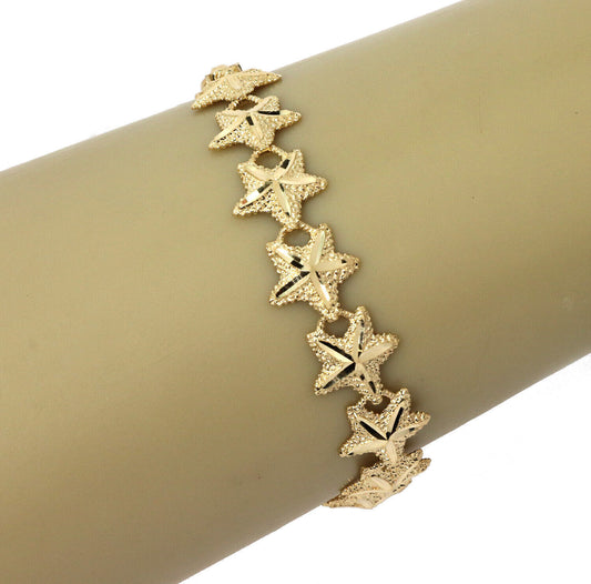 All Around Starfish 14k Yellow Gold Cut Design Link Bracelet