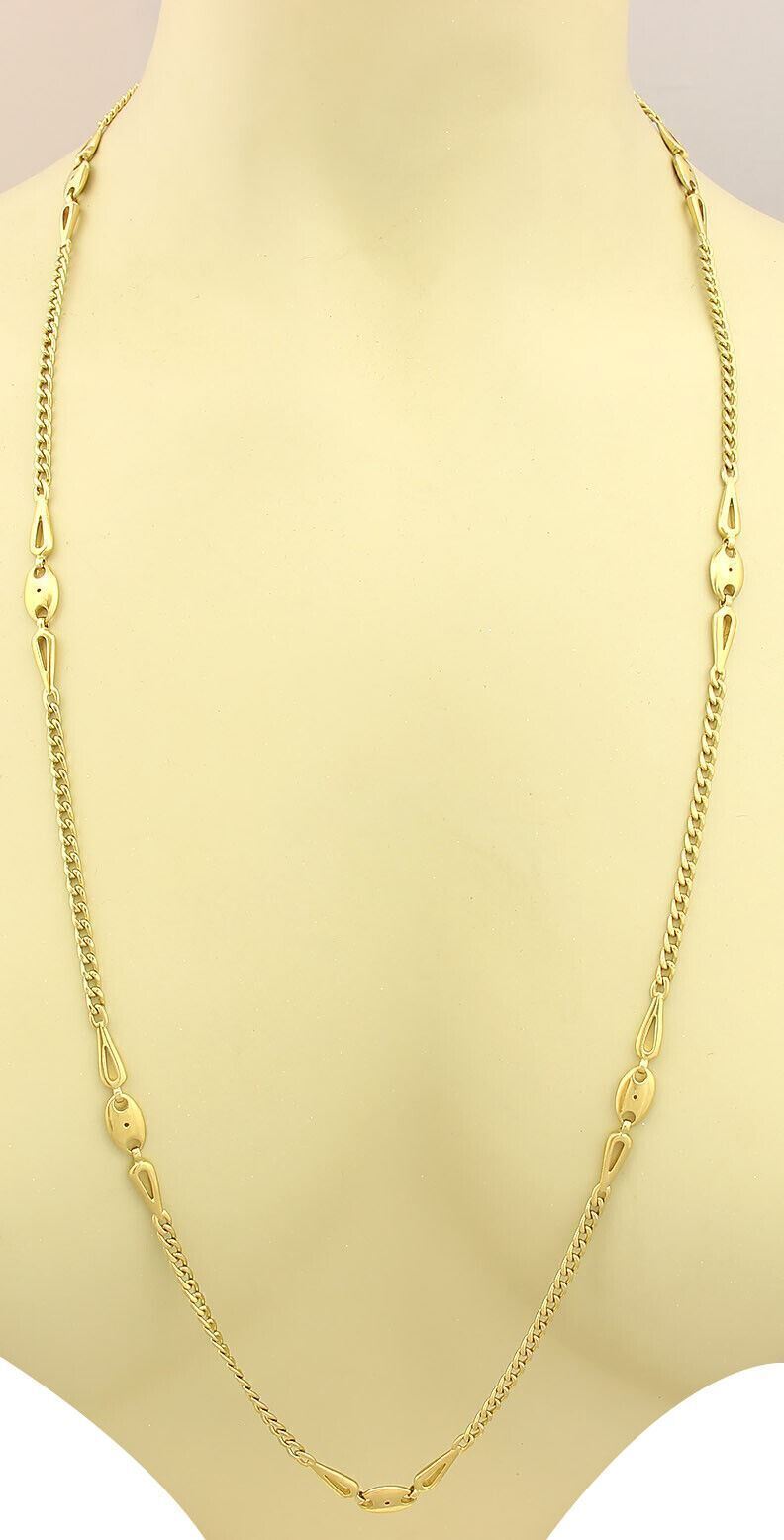 A. Maffucci 18k Yellow Gold Curb Link 32" Long Chain Necklace