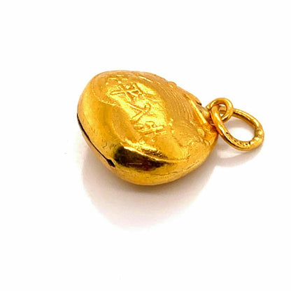 Oriental 24k Gold Bell Charm Pendant