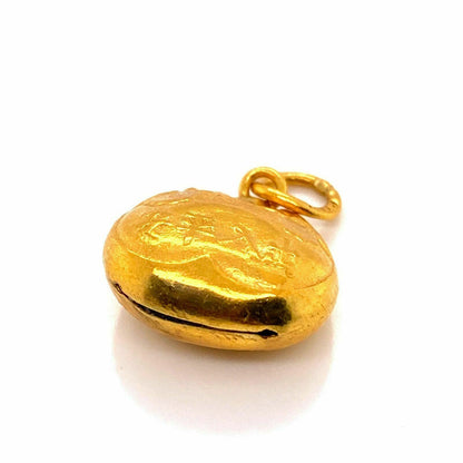 Oriental 24k Gold Bell Charm Pendant