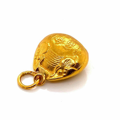 Oriental 24k Gold Bell Charm Pendant