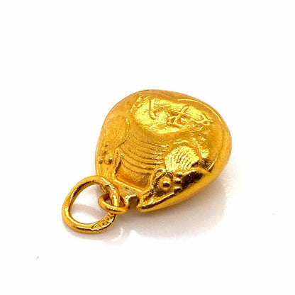 Oriental 24k Gold Bell Charm Pendant