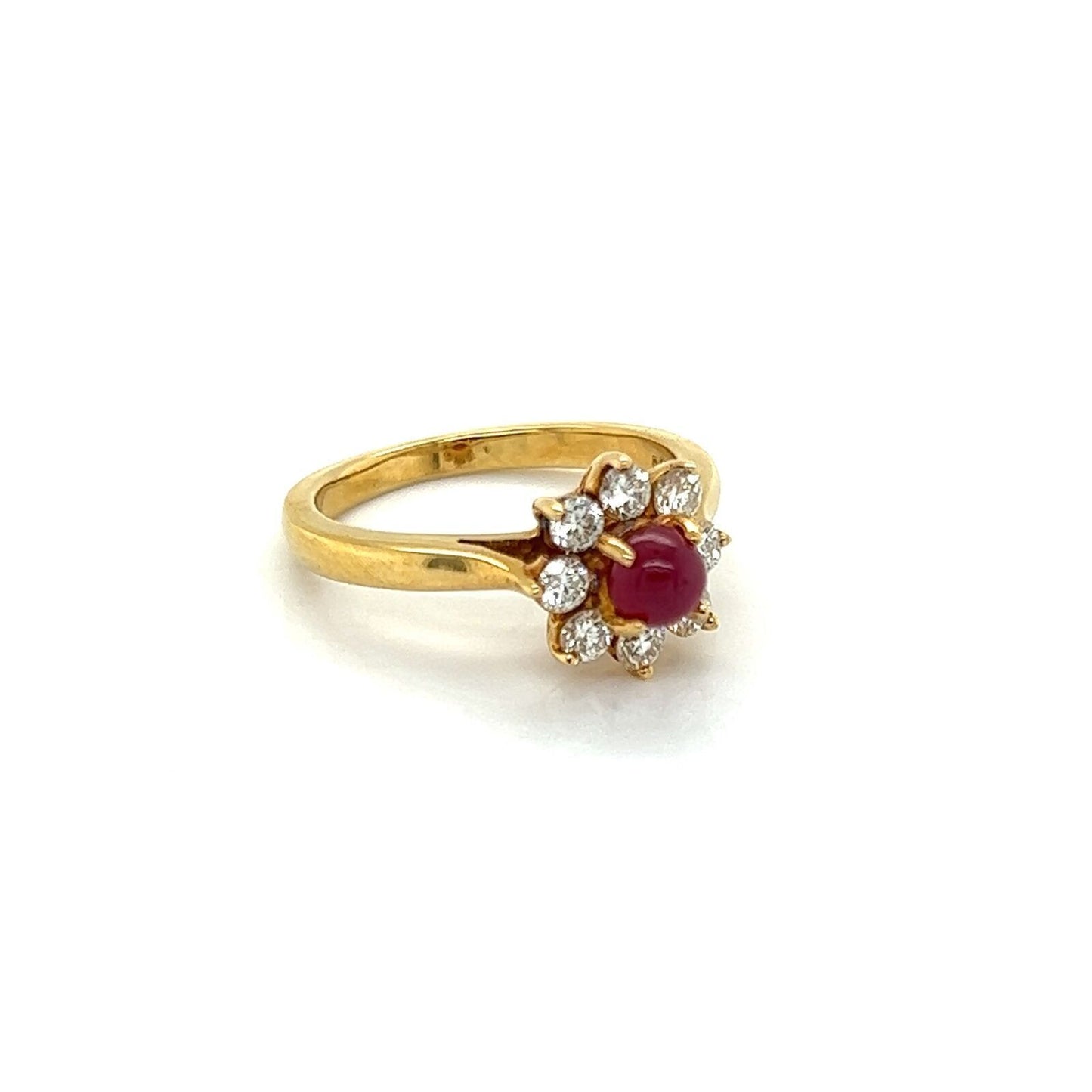 Tiffany & Co. Diamond Ruby 18k Yellow Gold Floral Ring - Size 4.5