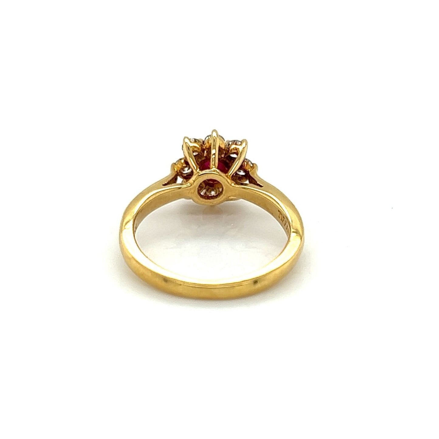 Tiffany & Co. Diamond Ruby 18k Yellow Gold Floral Ring - Size 4.5