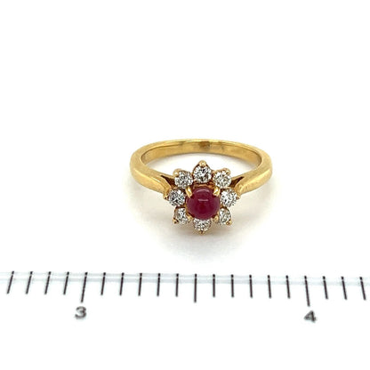 Tiffany & Co. Diamond Ruby 18k Yellow Gold Floral Ring - Size 4.5