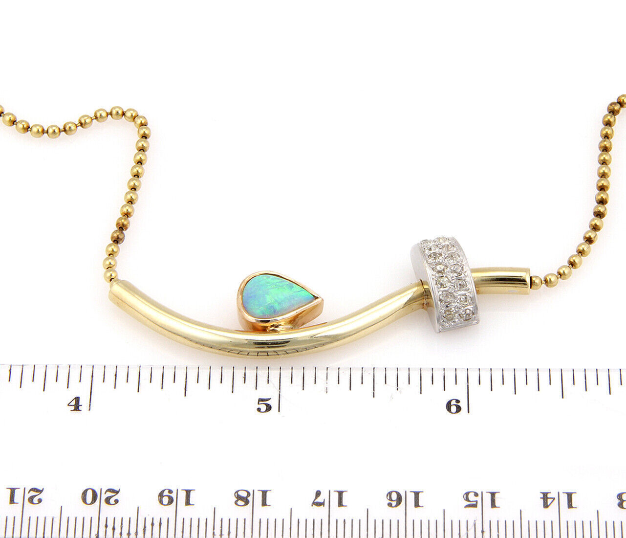 Australian Opal and Diamonds 14k Tri Color Gold Necklace