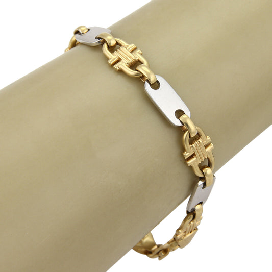 Bar & Stirrup 18k Two Tone Gold Link Bracelet