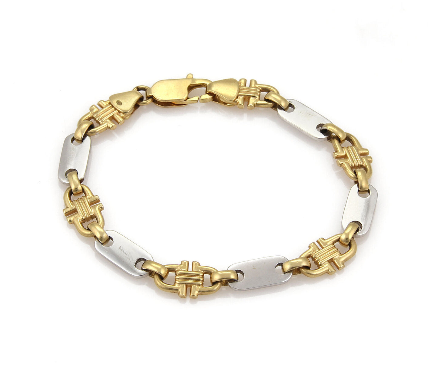 Bar & Stirrup 18k Two Tone Gold Link Bracelet