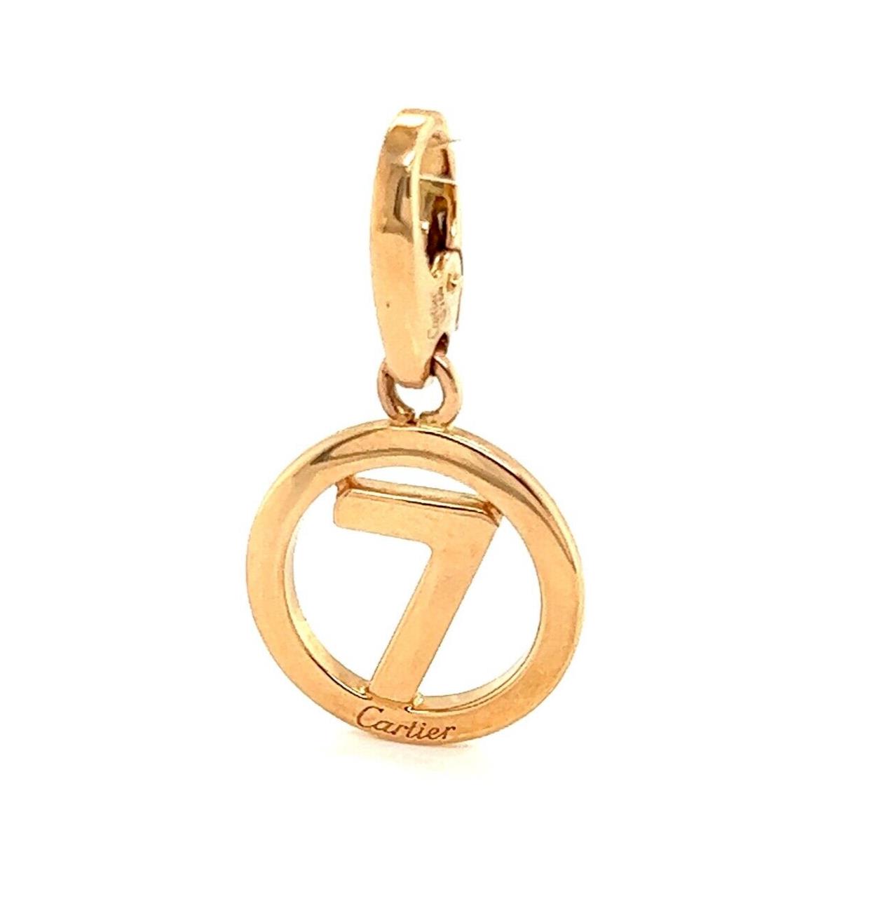 Cartier 18k Pink Gold  Lucky #7 Round Charm Pendant