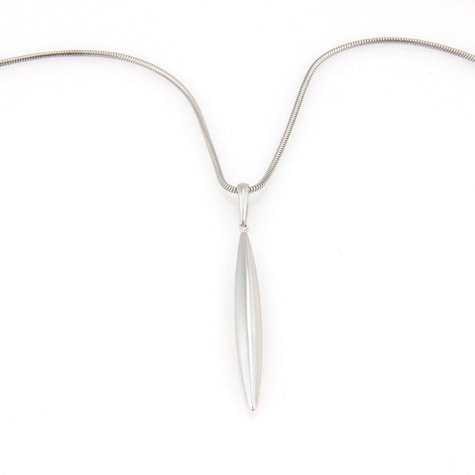 Tiffany & Co. 18k White Gold Feather Pendant Snake Chain Pendant Necklace