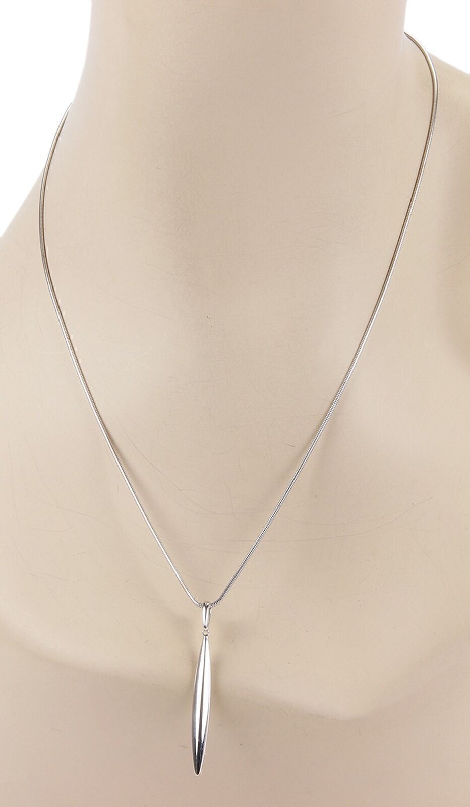 Tiffany & Co. 18k White Gold Feather Pendant Snake Chain Pendant Necklace