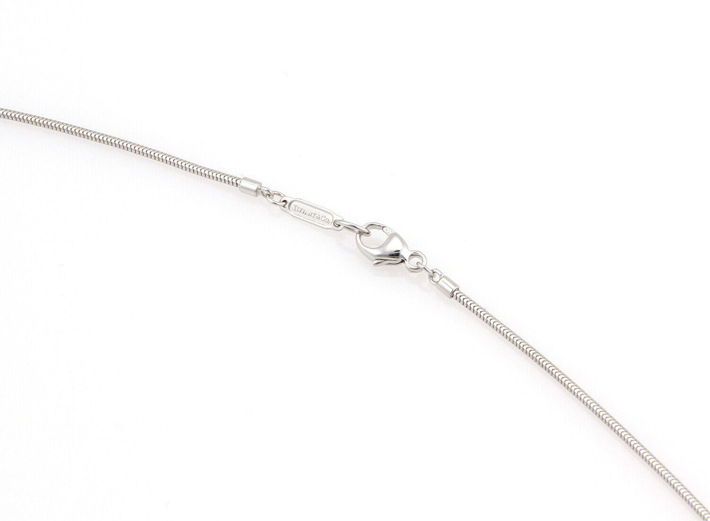 Tiffany & Co. 18k White Gold Feather Pendant Snake Chain Pendant Necklace