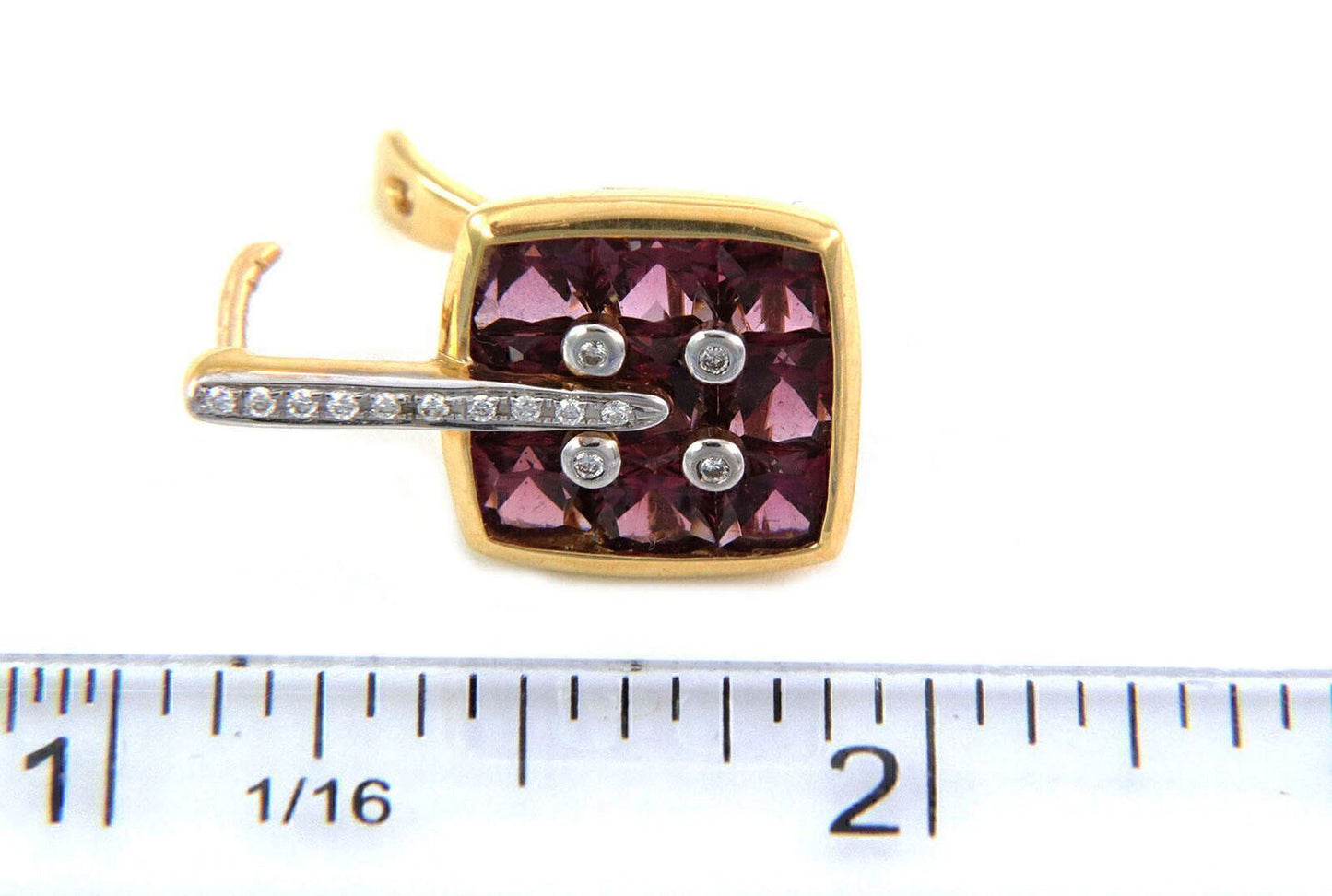 Bellarri Diamond Rhodolite Garnet 18k Yellow Gold Dangle Earrings