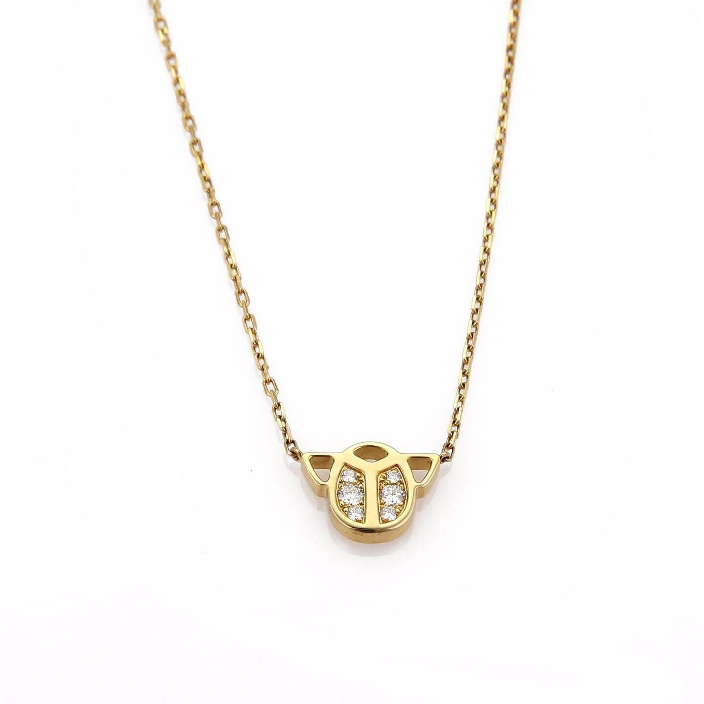 Cartier Diamond Scarab 18k Yellow Gold Pendant Necklace w/Paper