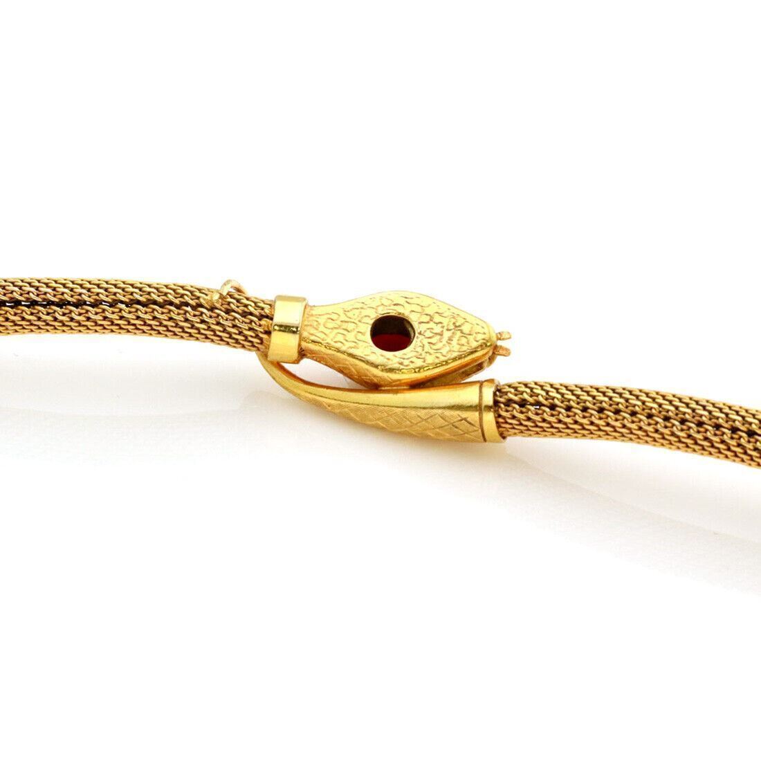 Coral Snake Mesh 18k Yellow Gold Tube Flex Bracelet