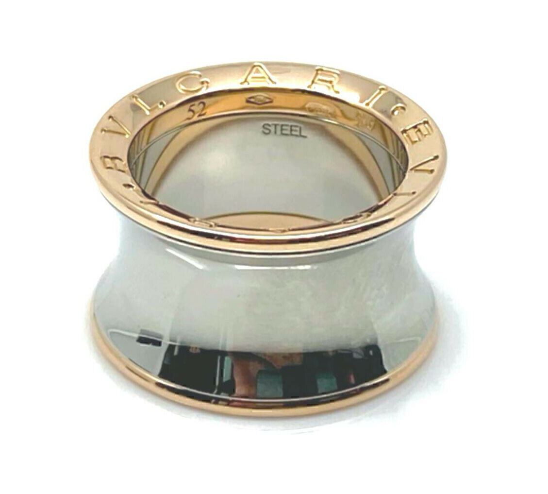 Bvlgari B.zero1 Anish Kapoor 18k Rose Gold & Steel Band Ring - Size 5.5