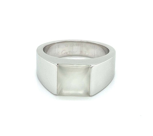 Cartier Tank Moonstone 18k White Gold Band Ring - Size 6.5