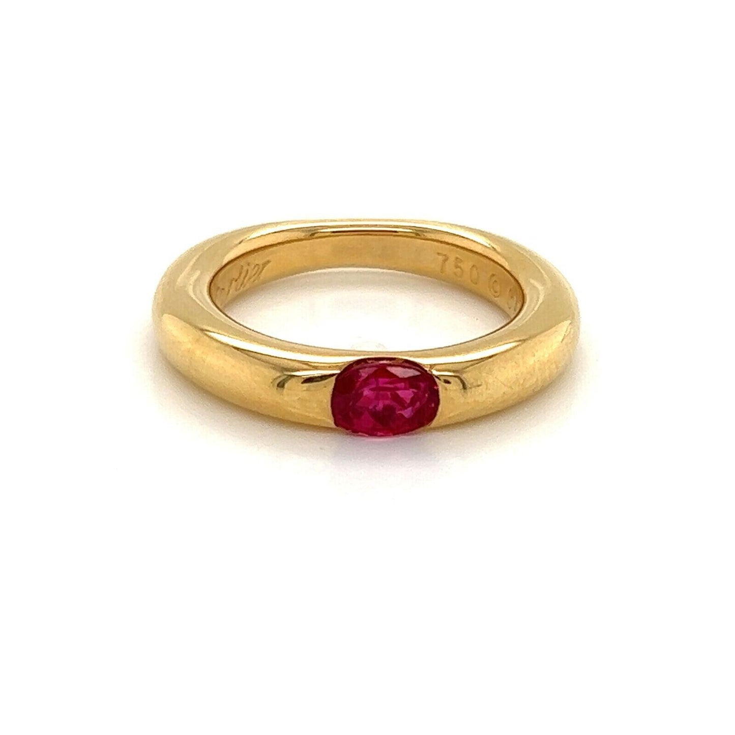 Cartier Ellipse Ruby 18k Yellow Gold Band Ring - Size 5.5