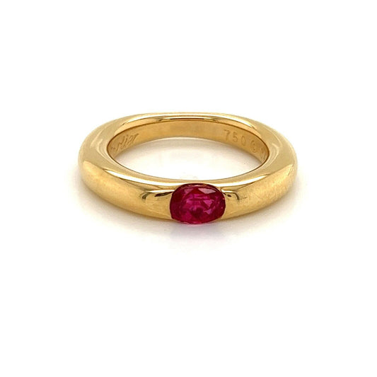 Cartier Ellipse Ruby 18k Yellow Gold Band Ring - Size 5.5