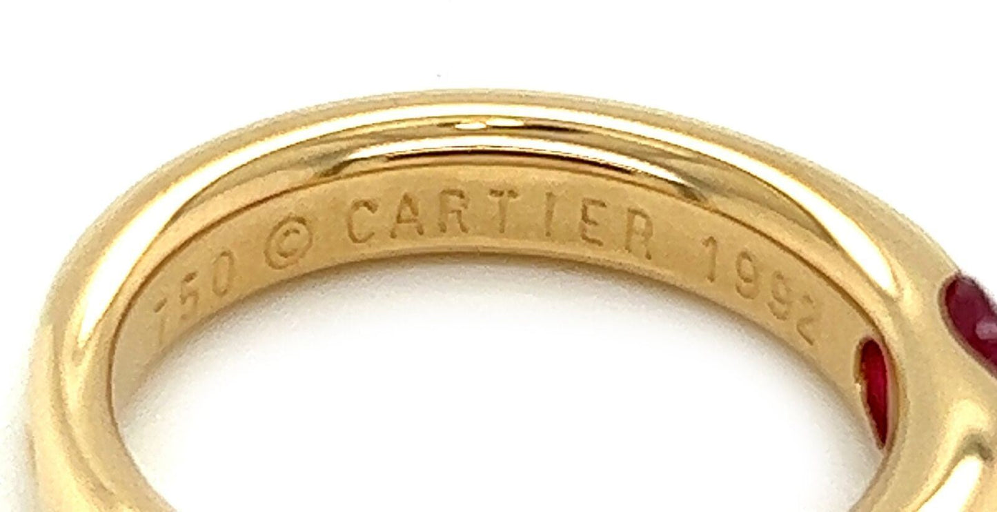 Cartier Ellipse Ruby 18k Yellow Gold Band Ring - Size 5.5