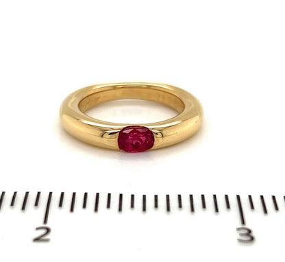 Cartier Ellipse Ruby 18k Yellow Gold Band Ring - Size 5.5